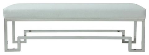 American Home Classic Laurence Steel And Fabric Bench In Silver And ... in Laurence Bench, Silver And Black, Polish Steel